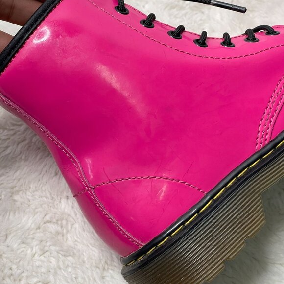 Dr. Martens Kid's Pink Delaney Softy T Leather Lace Up Boots Shoes Size 3 US - Picture 13 of 13